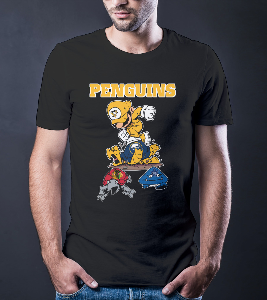 Penguins Gamer Style Nintendo Crossover With Hockey Team Elements T-Shirt