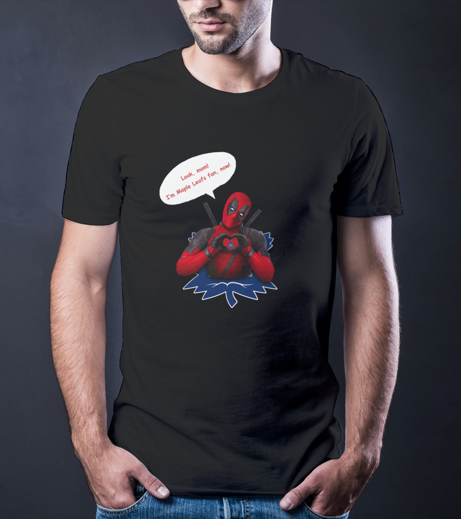 Toronto Maple Leafs Fan Deadpool Heart Gesture T-Shirt