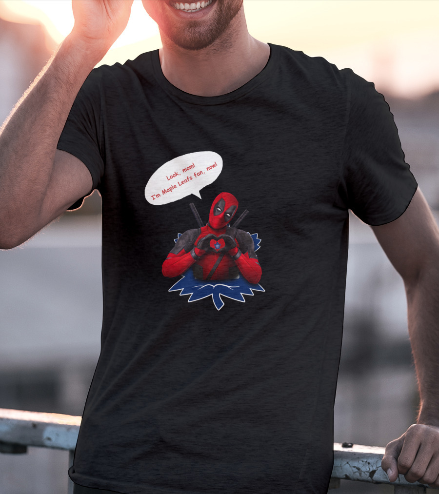 Toronto Maple Leafs Fan Deadpool Heart Gesture T-Shirt