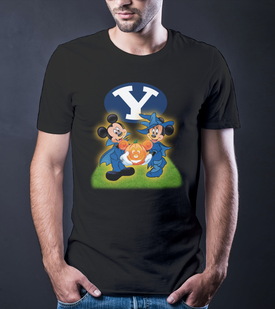 Byu Football Halloween Mickey Minnie Pumpkin T-Shirt