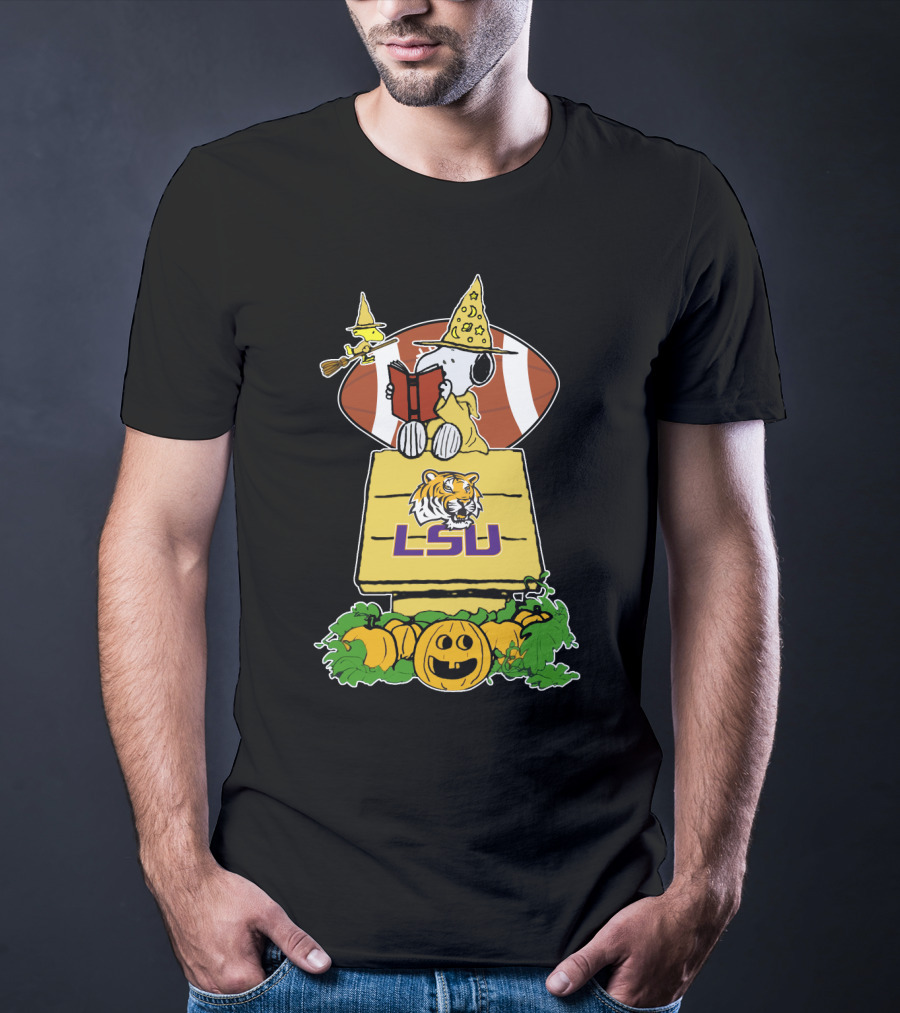 Snoopy Halloween LSU Tigers Football Pumpkin Patch Scene T-Shirt