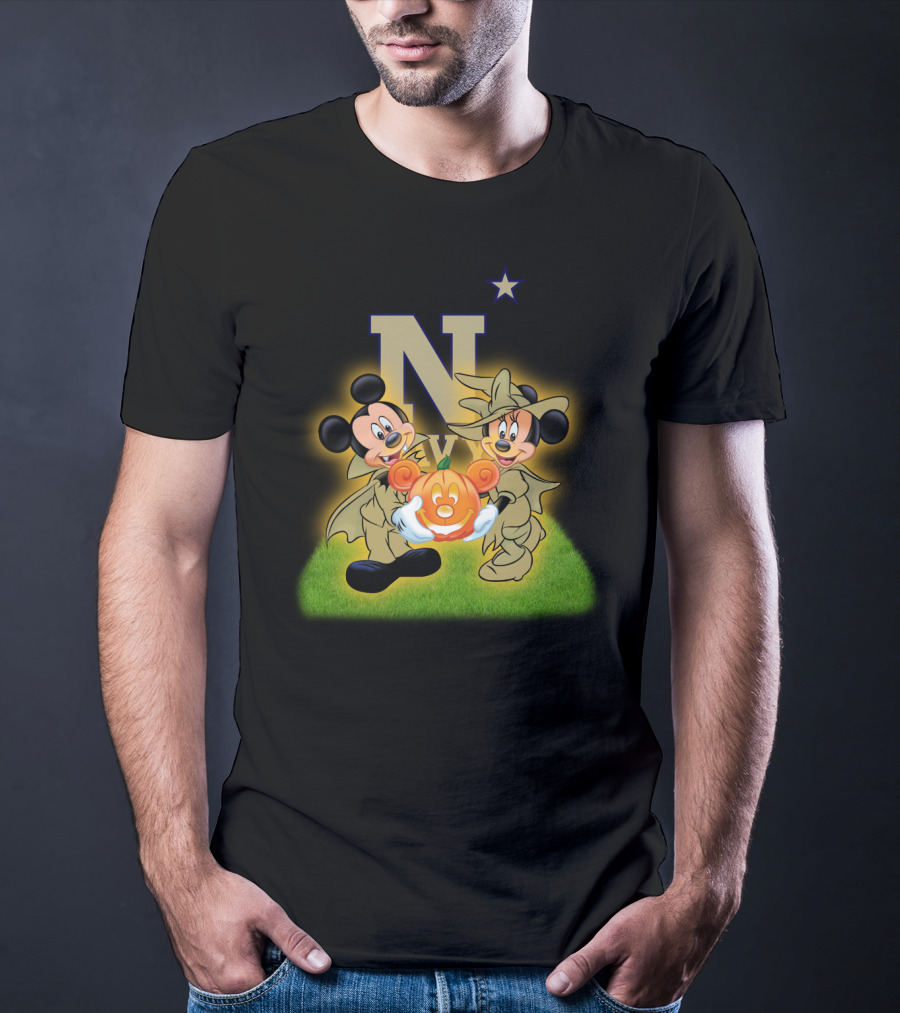 Navy Halloween Mickey Pumpkin Cartoon Star T-Shirt