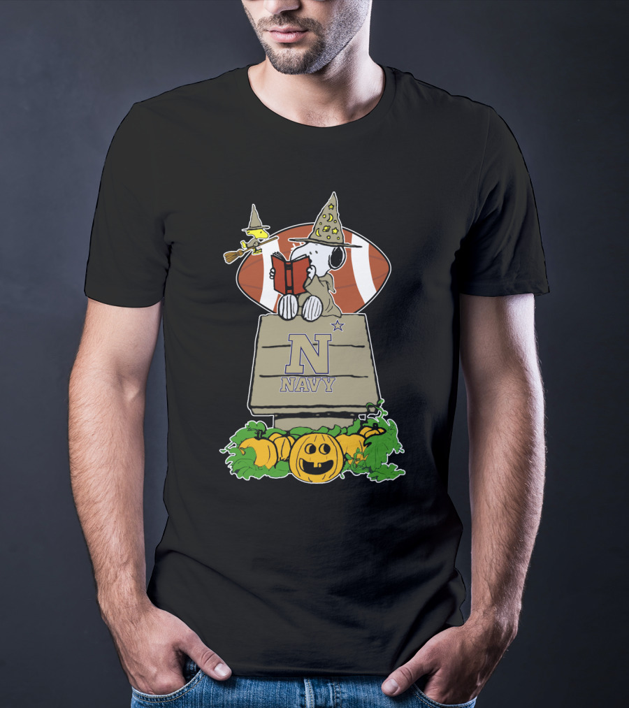 Halloween Navy Football Snoopy Witch Pumpkin T-Shirt