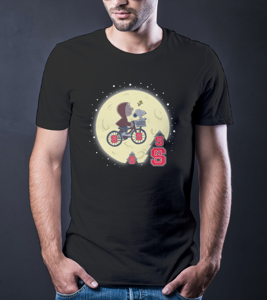 NC State Wolfpack Halloween Football Moon Ride With Iconic Cartoon T-Shirt