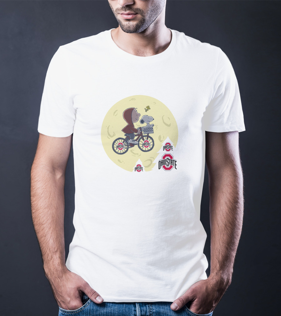 Ohio State Buckeyes Halloween Moon Ride With Beagle And Bicycle T-Shirt