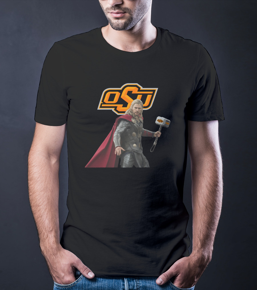 Oklahoma State Football Osu Thor Crossover With Hammer T-Shirt