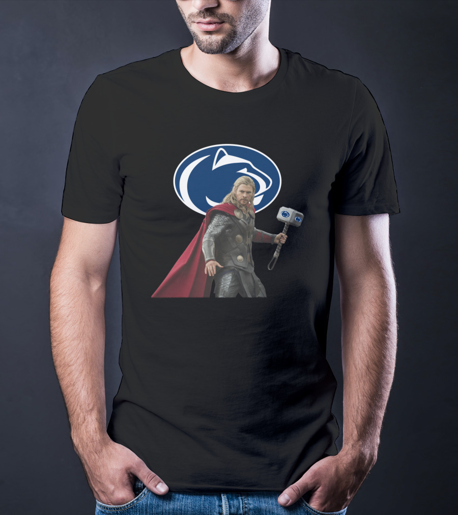 Penn State Nittany Lions Football Thor Hammer Logo Mashup T-Shirt