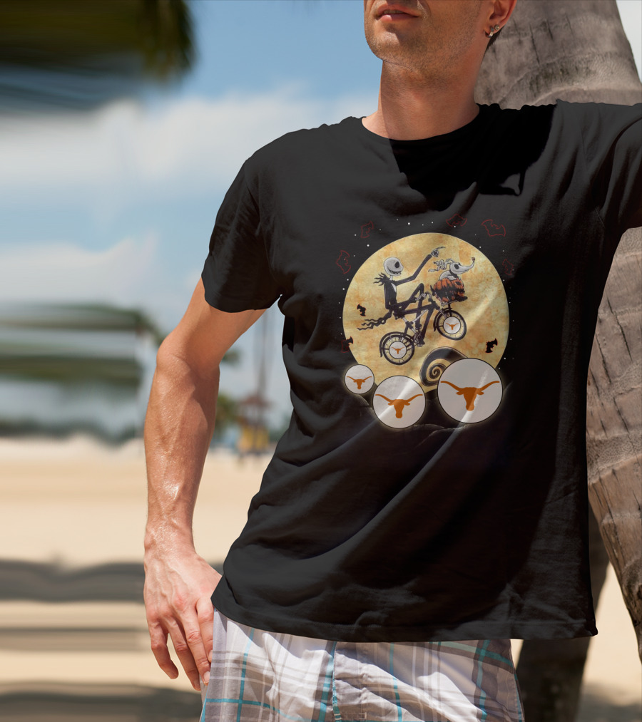 Halloween Texas Longhorns Nightmare Biking Theme T-Shirt