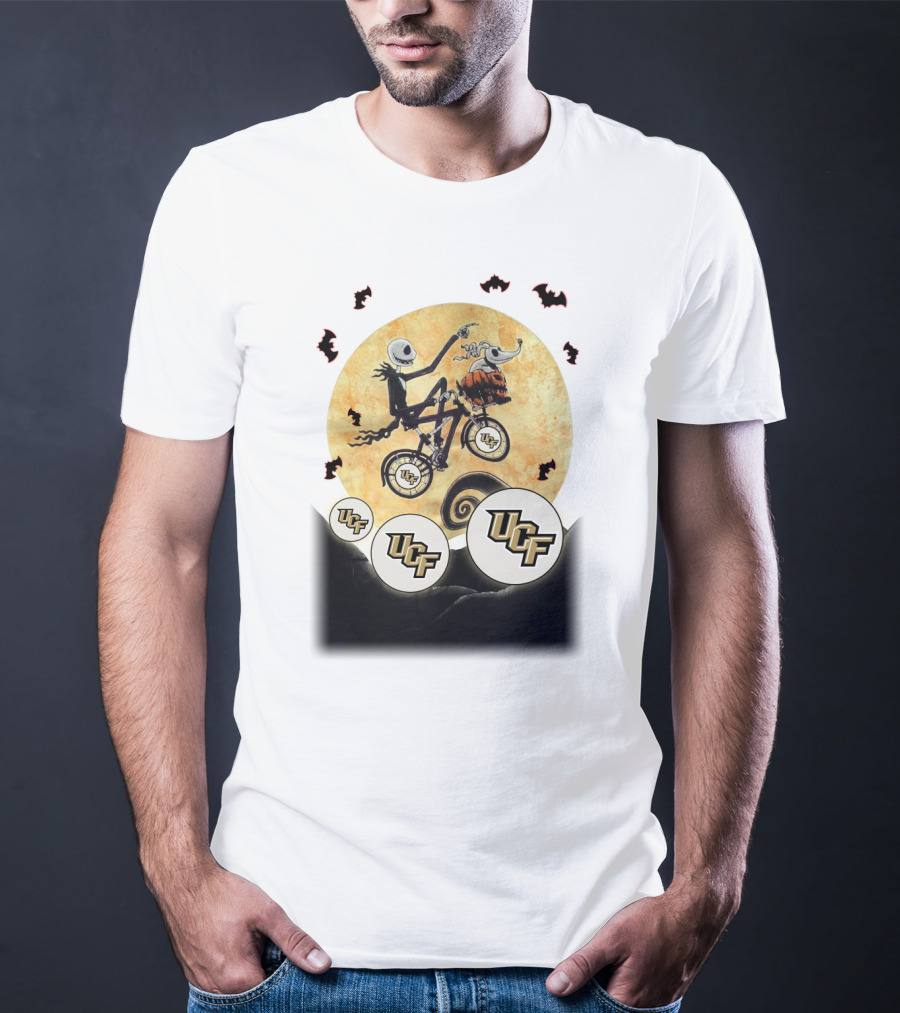 UCF Halloween Football Nightmare Bicycle Moon Scene T-Shirt
