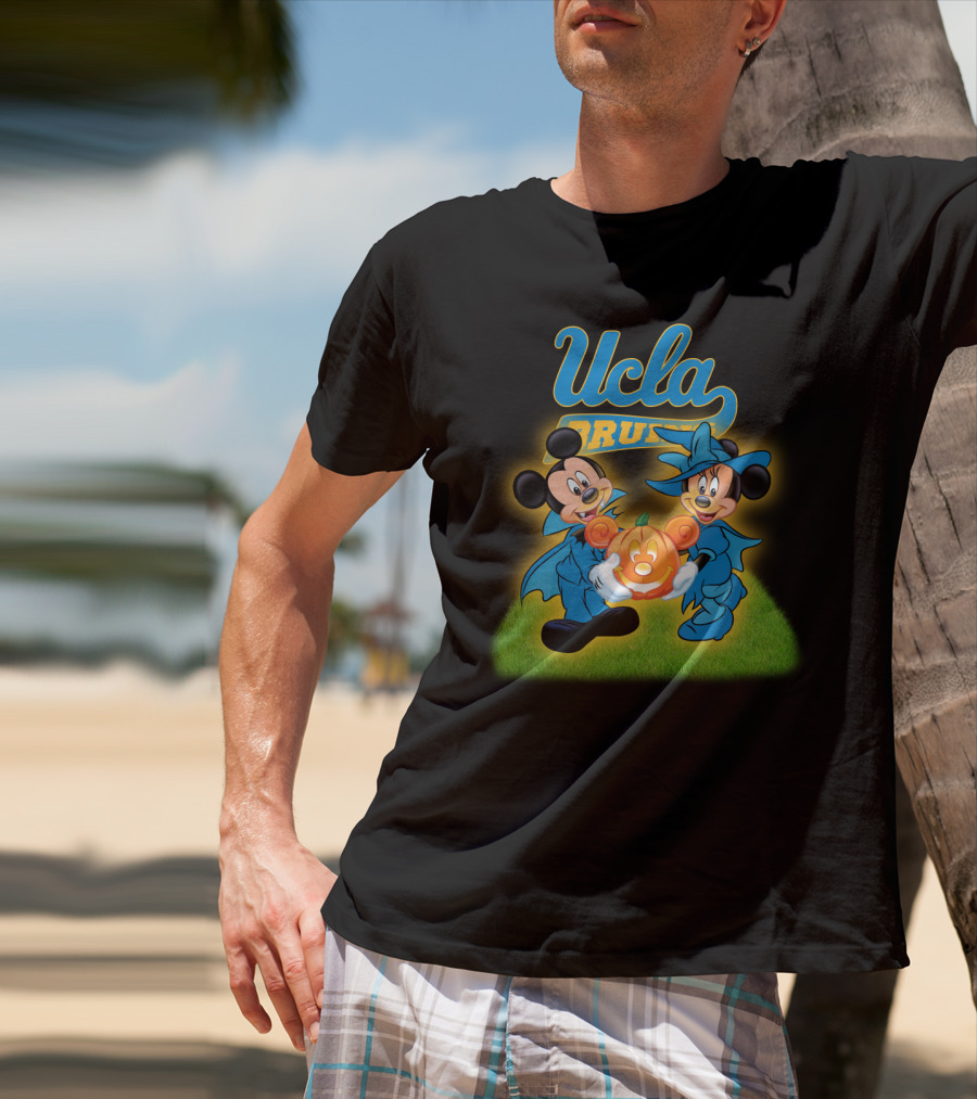 UCLA Bruins Halloween Featuring Mickey And Minnie With Pumpkin T-Shirt