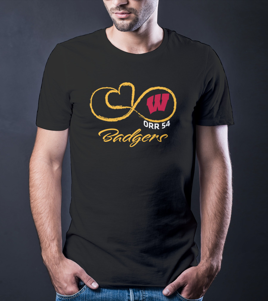Wisconsin Badgers Orr 54 Football Infinity Symbol T-Shirt