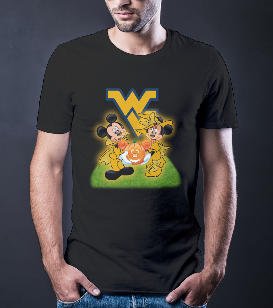 Mickey Minnie Halloween Wvu Football Pumpkins T-Shirt