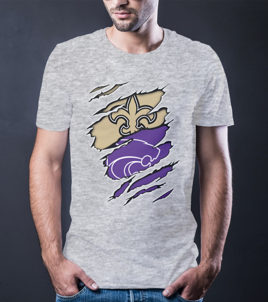 Kansas State Wildcats New Orleans Saints Fleur-de-lis Combination T-Shirt