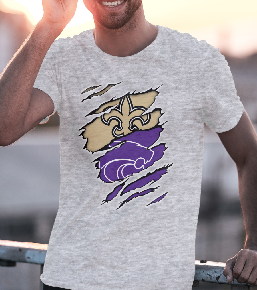 Kansas State Wildcats New Orleans Saints Fleur-de-lis Combination T-Shirt