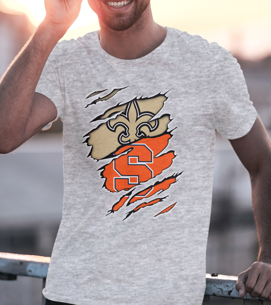 Saints Fleur-de-Lis And Syracuse Orange S Logo Combination T-Shirt