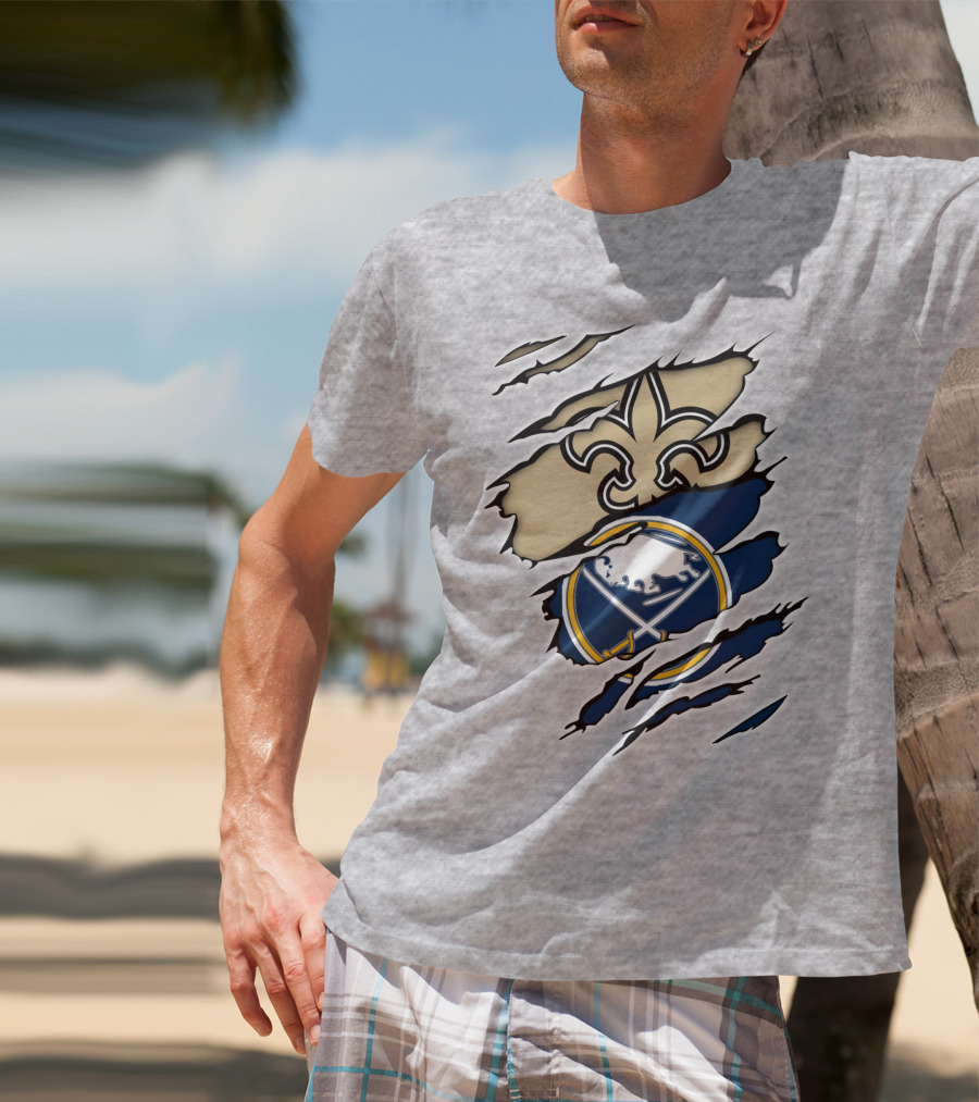 Saints Sabres Fleur-de-Lis And Buffalo Emblems T-Shirt