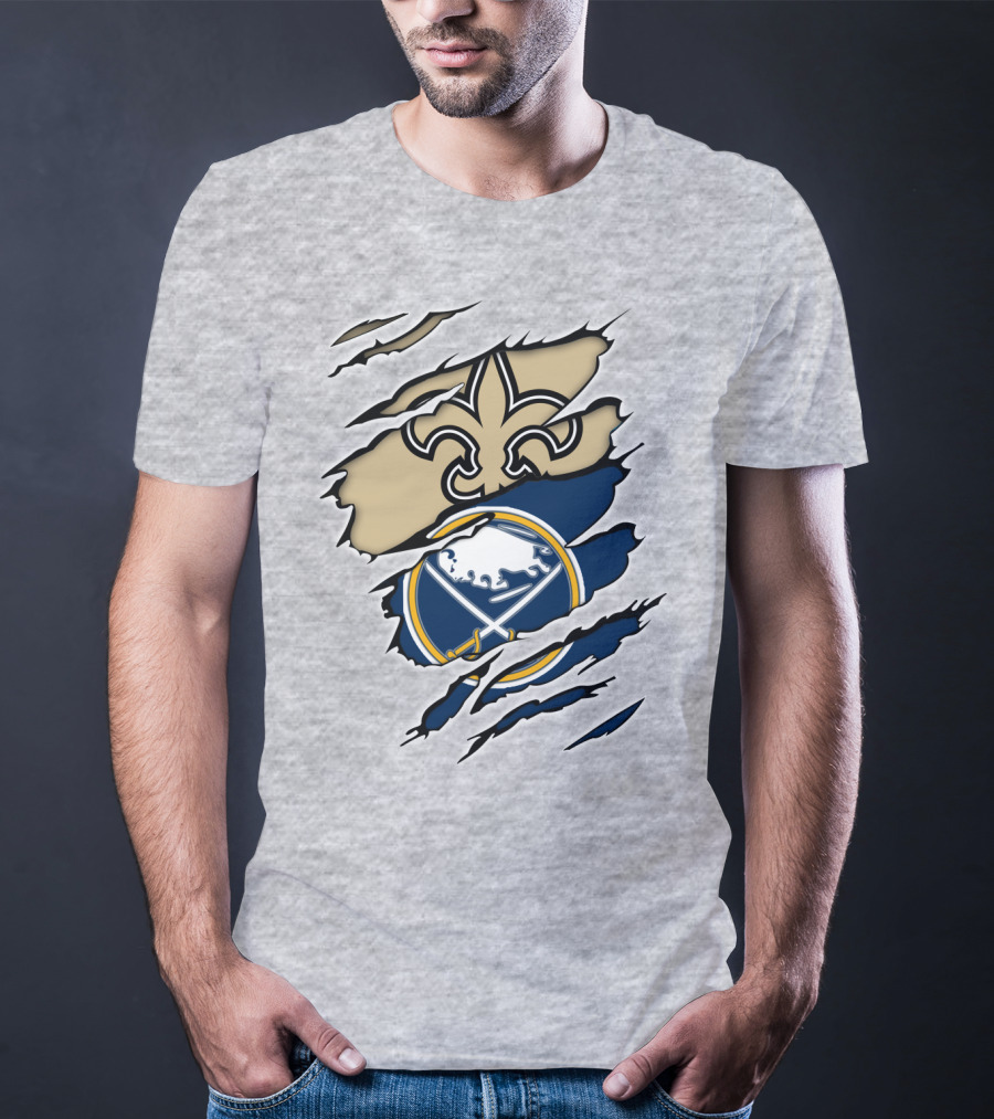 Saints Sabres Fleur-de-Lis And Buffalo Emblems T-Shirt