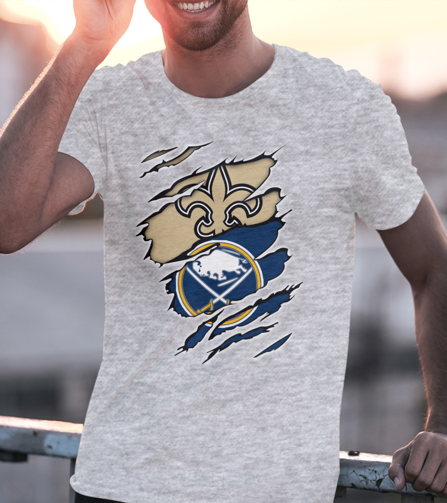 Saints Sabres Fleur-de-Lis And Buffalo Emblems T-Shirt