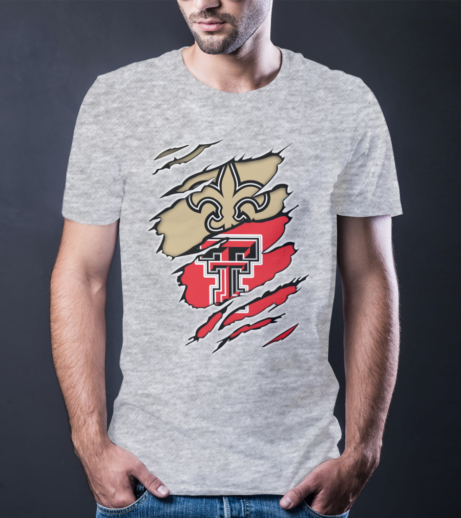Saints Fleur-de-Lis Texas Tech Double T Combo T-Shirt