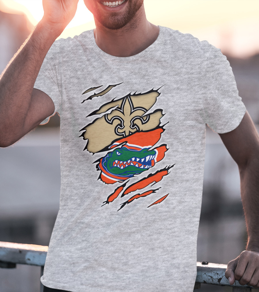 Saints Gators Fleur-De-Lis And Gator Clash Tribute T-Shirt