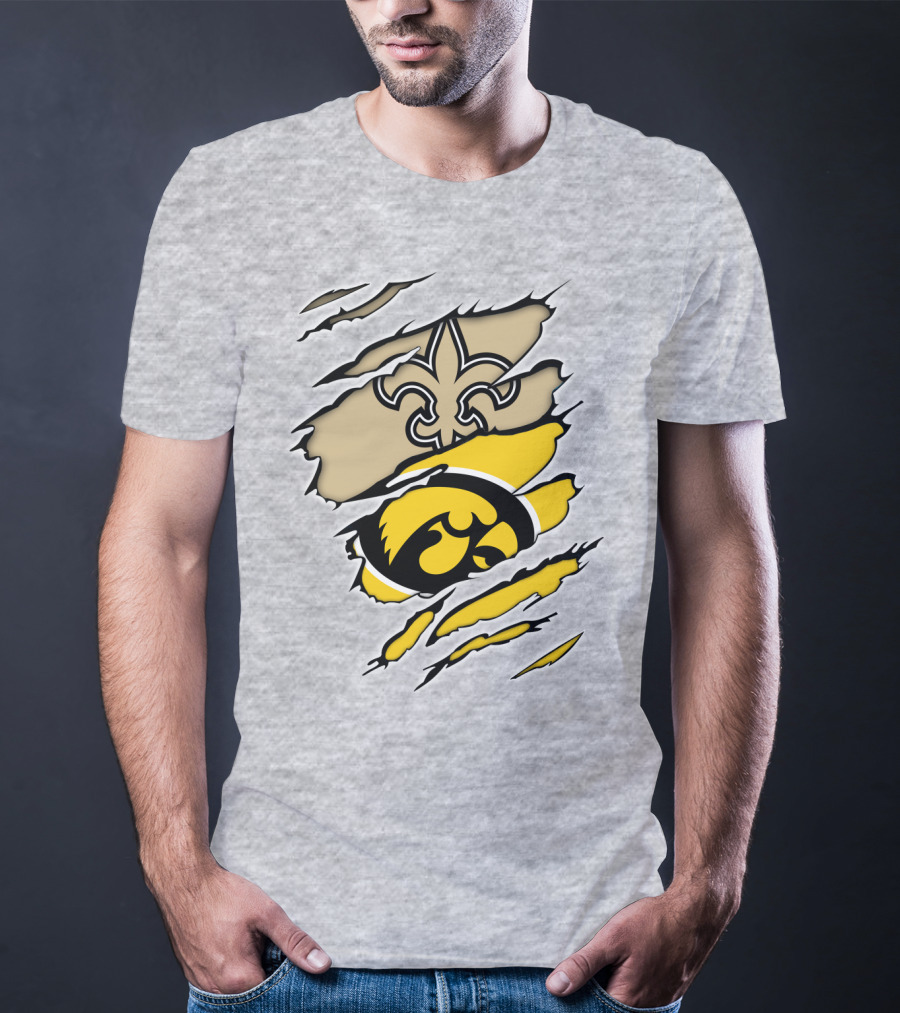 Iowa Hawkeyes And New Orleans Saints Fusion T-Shirt