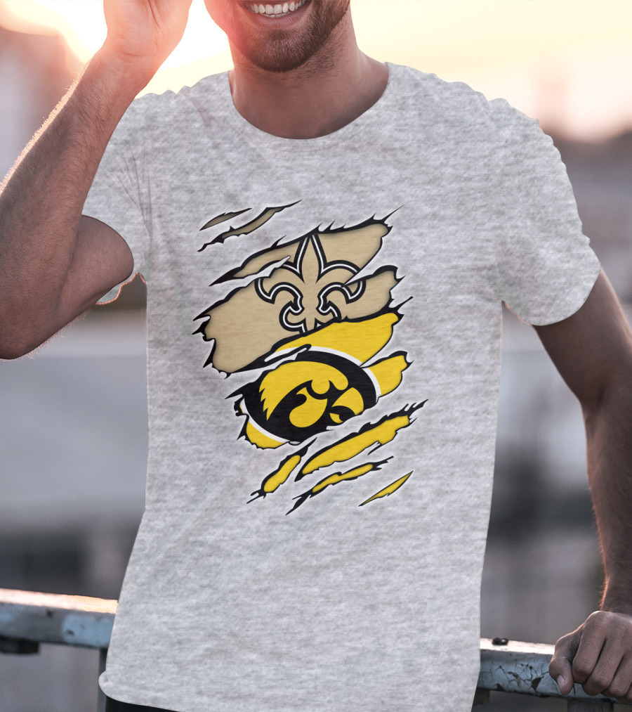Iowa Hawkeyes And New Orleans Saints Fusion T-Shirt