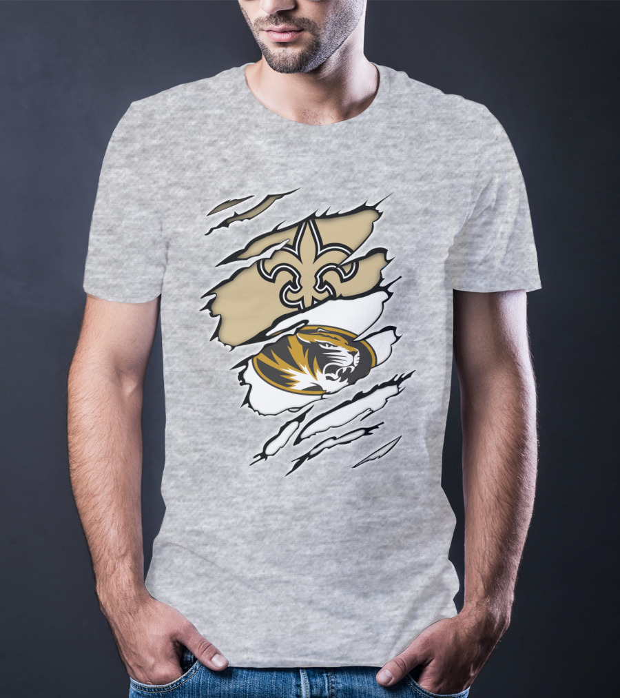Saints New Orleans Fleur-de-Lis Missouri Tigers T-Shirt