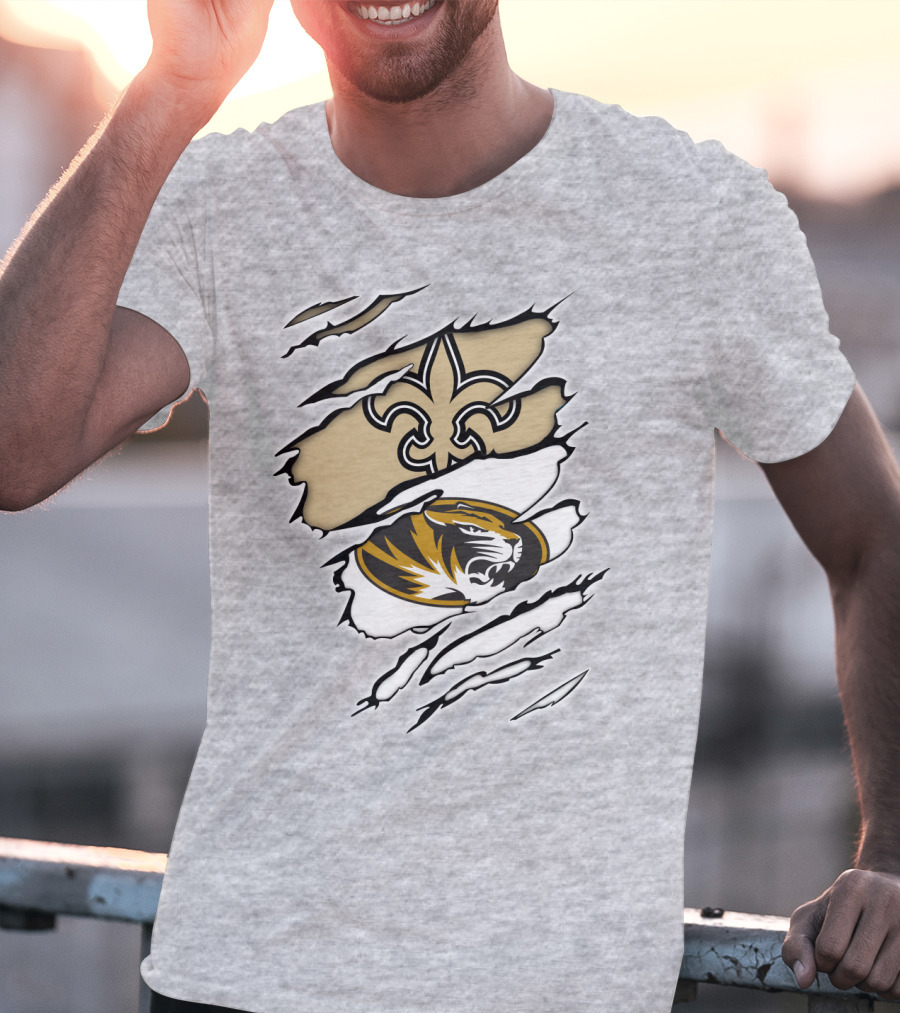 Saints New Orleans Fleur-de-Lis Missouri Tigers T-Shirt
