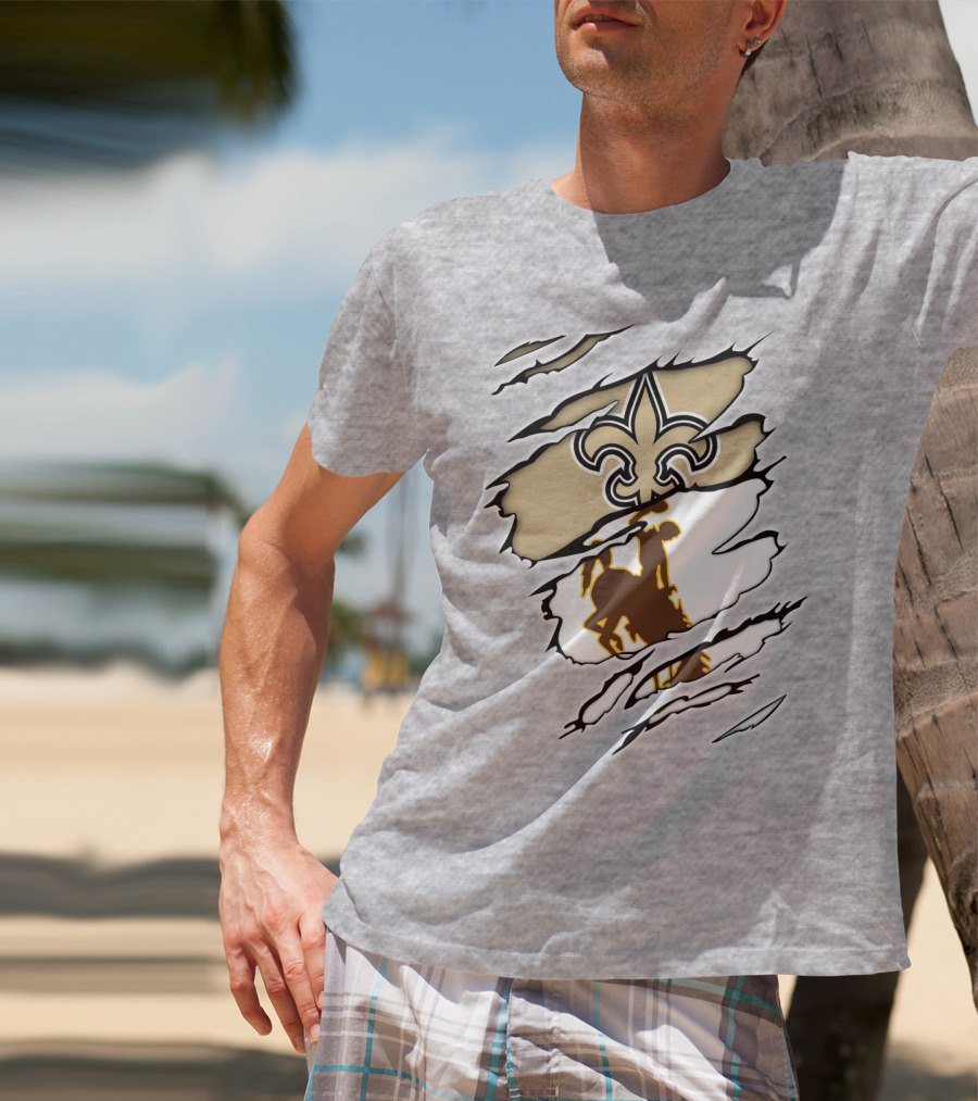 Saints Wyoming Fleur-de-Lis Rodeo Rider Tear T-Shirt