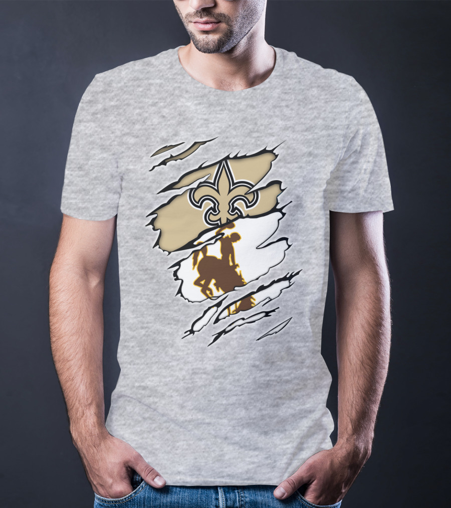 Saints Wyoming Fleur-de-Lis Rodeo Rider Tear T-Shirt