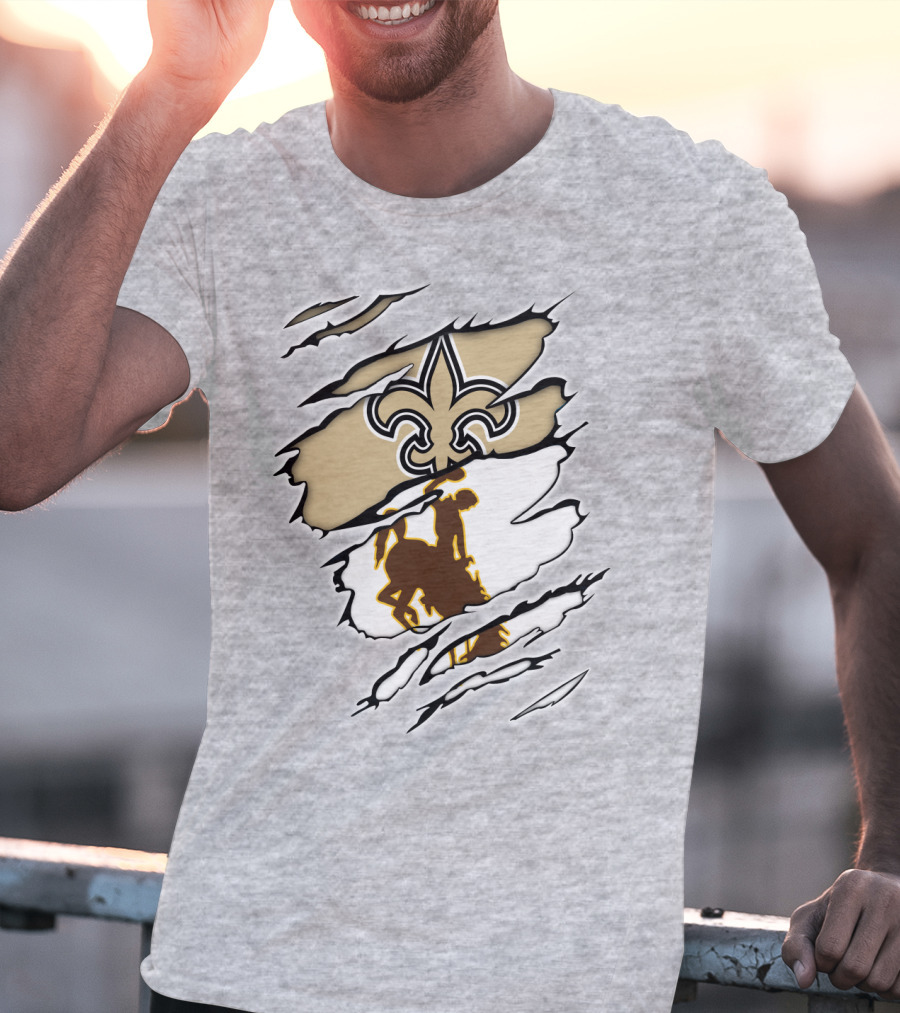 Saints Wyoming Fleur-de-Lis Rodeo Rider Tear T-Shirt