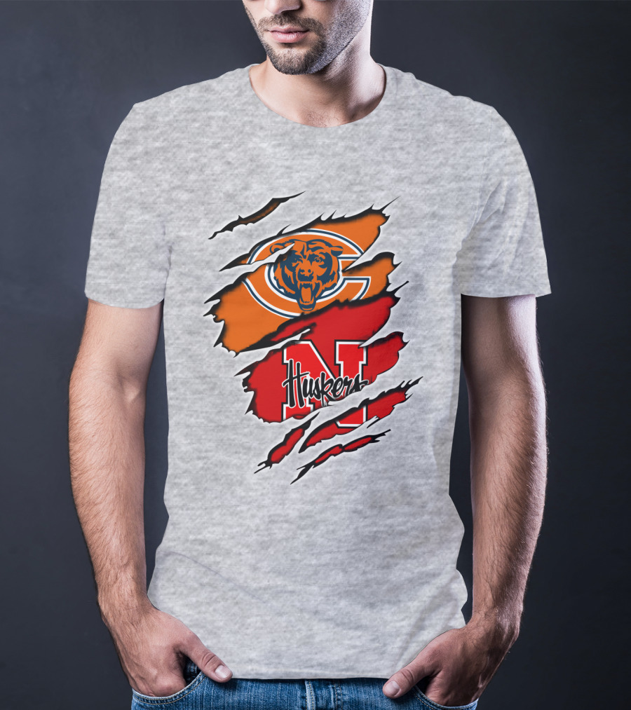 Chicago Bears Nebraska Huskers Claw Marks T-Shirt