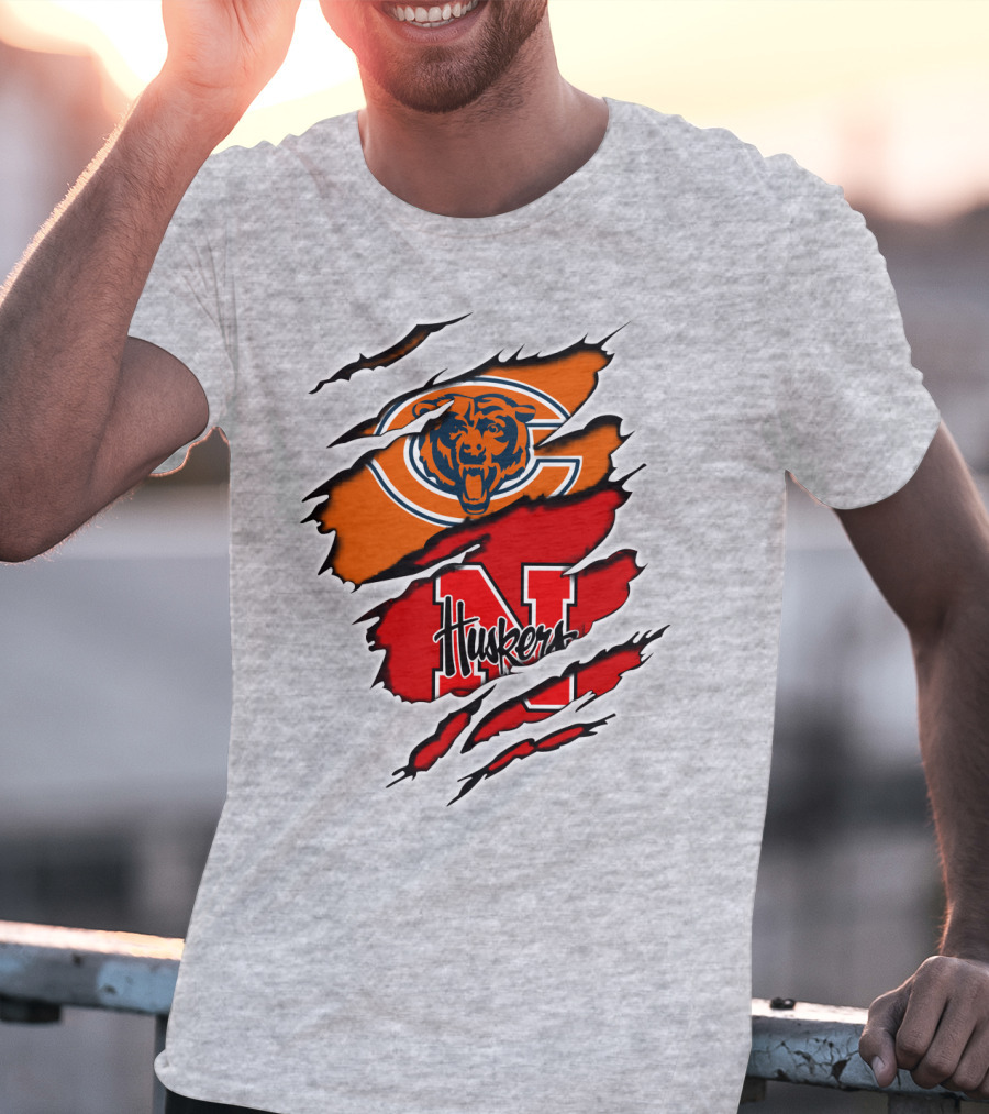 Chicago Bears Nebraska Huskers Claw Marks T-Shirt