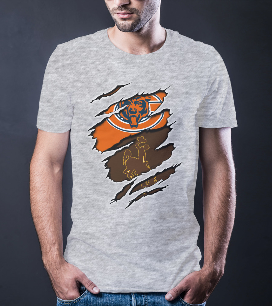 Bears Logo With Wyoming Cowboy Ripped Layers T-Shirt