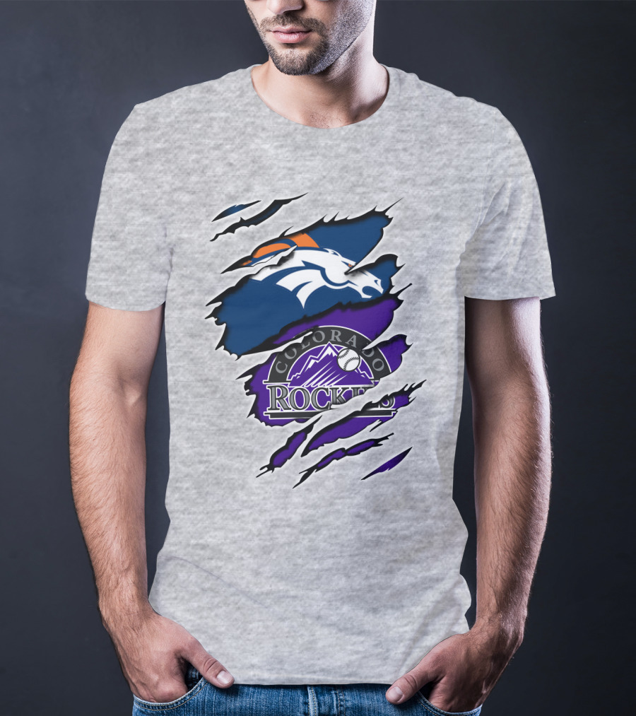 Denver Broncos Colorado Rockies Fan Crossover T-Shirt