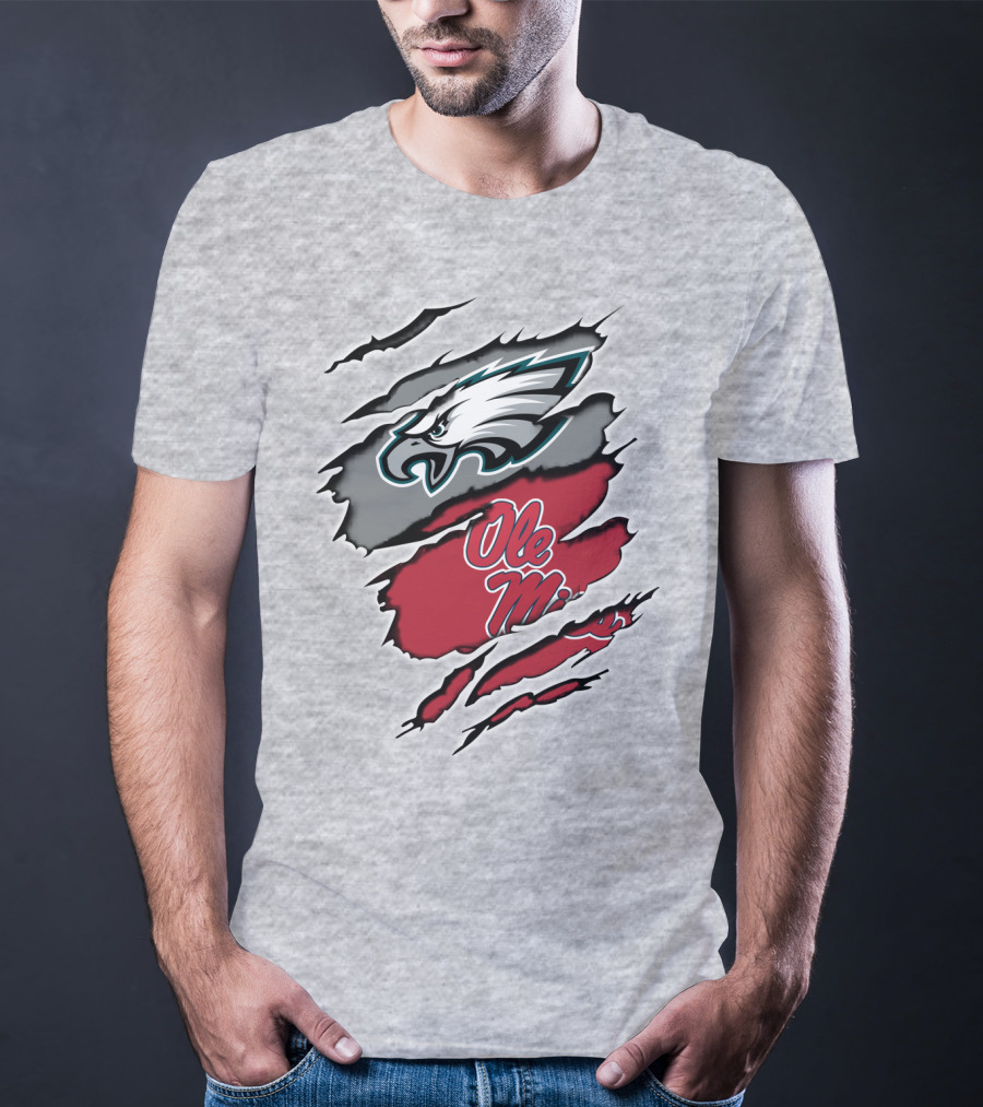 Philadelphia Eagles Ole Miss Ripped Claw T-Shirt