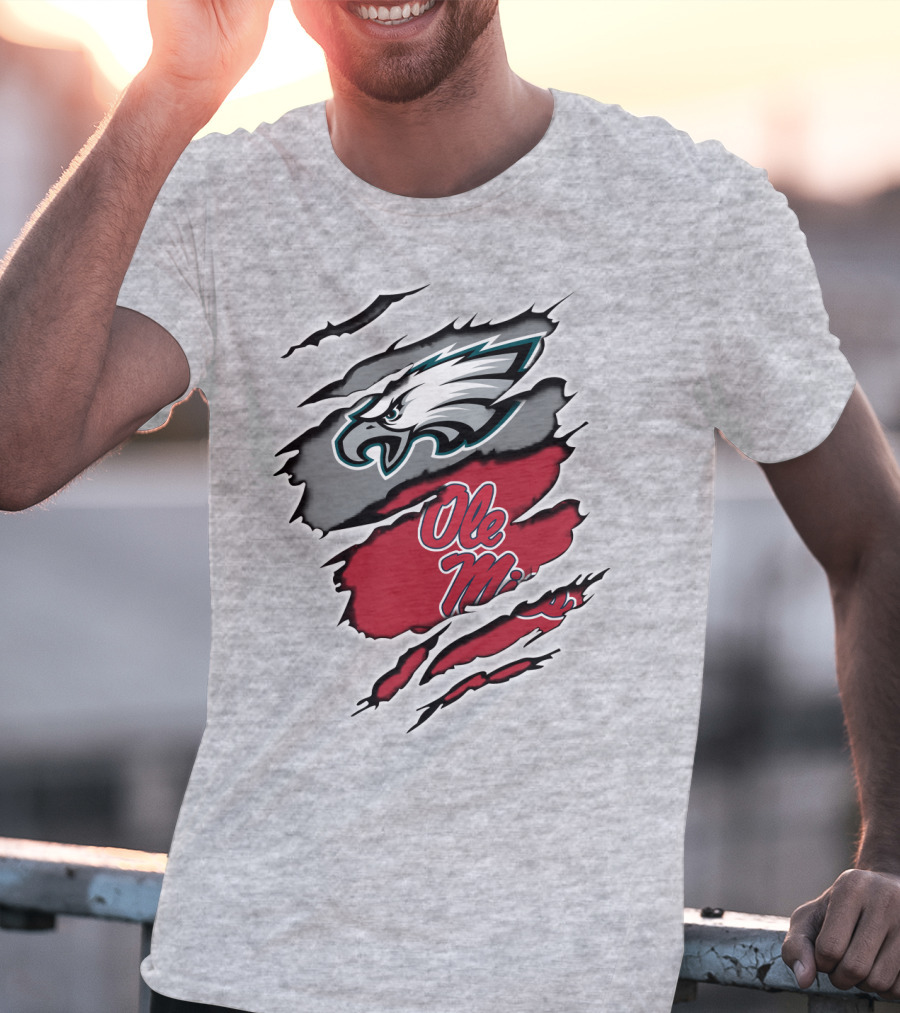 Philadelphia Eagles Ole Miss Ripped Claw T-Shirt