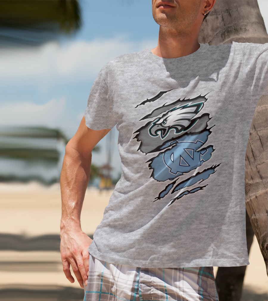 Philadelphia Eagles Unc Tar Heels Claw Marks Logo Mix T-Shirt