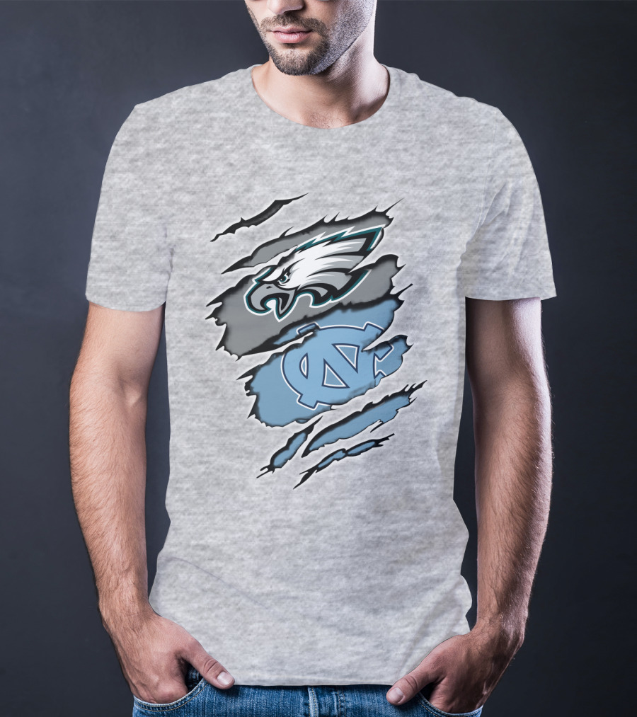Philadelphia Eagles Unc Tar Heels Claw Marks Logo Mix T-Shirt