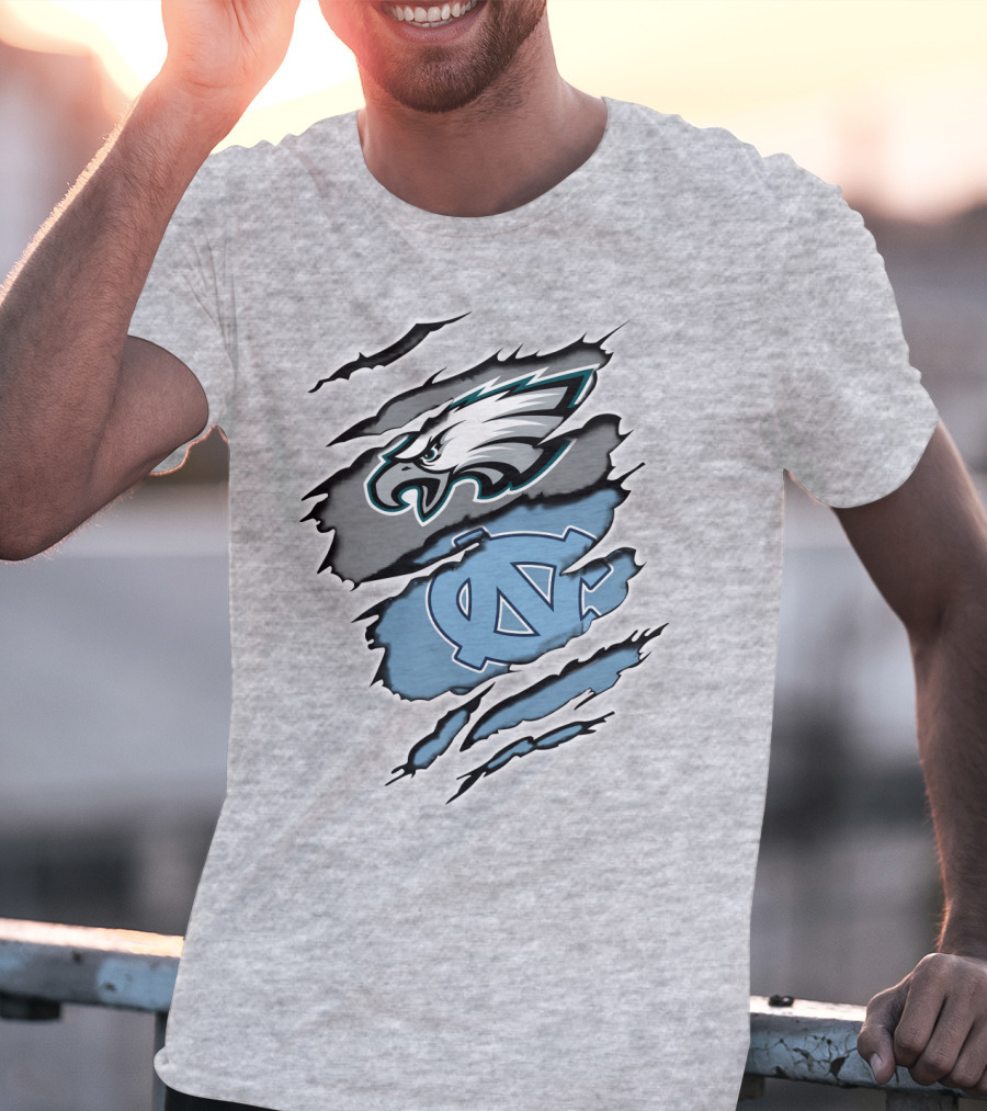 Philadelphia Eagles Unc Tar Heels Claw Marks Logo Mix T-Shirt