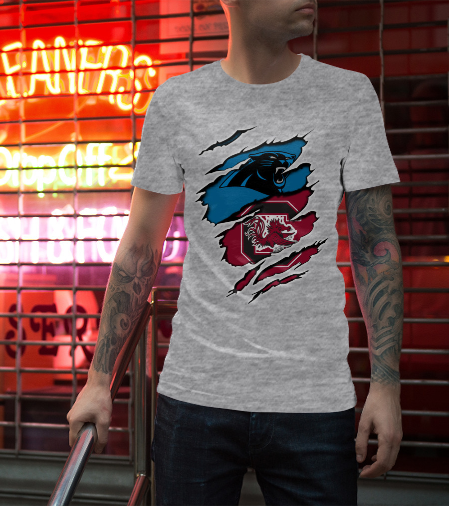 Panthers Gamecocks Clawmarks Logo Fusion T-Shirt