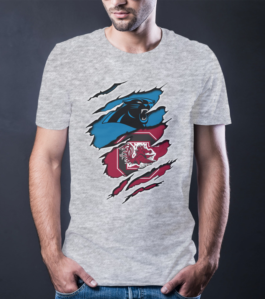 Panthers Gamecocks Clawmarks Logo Fusion T-Shirt