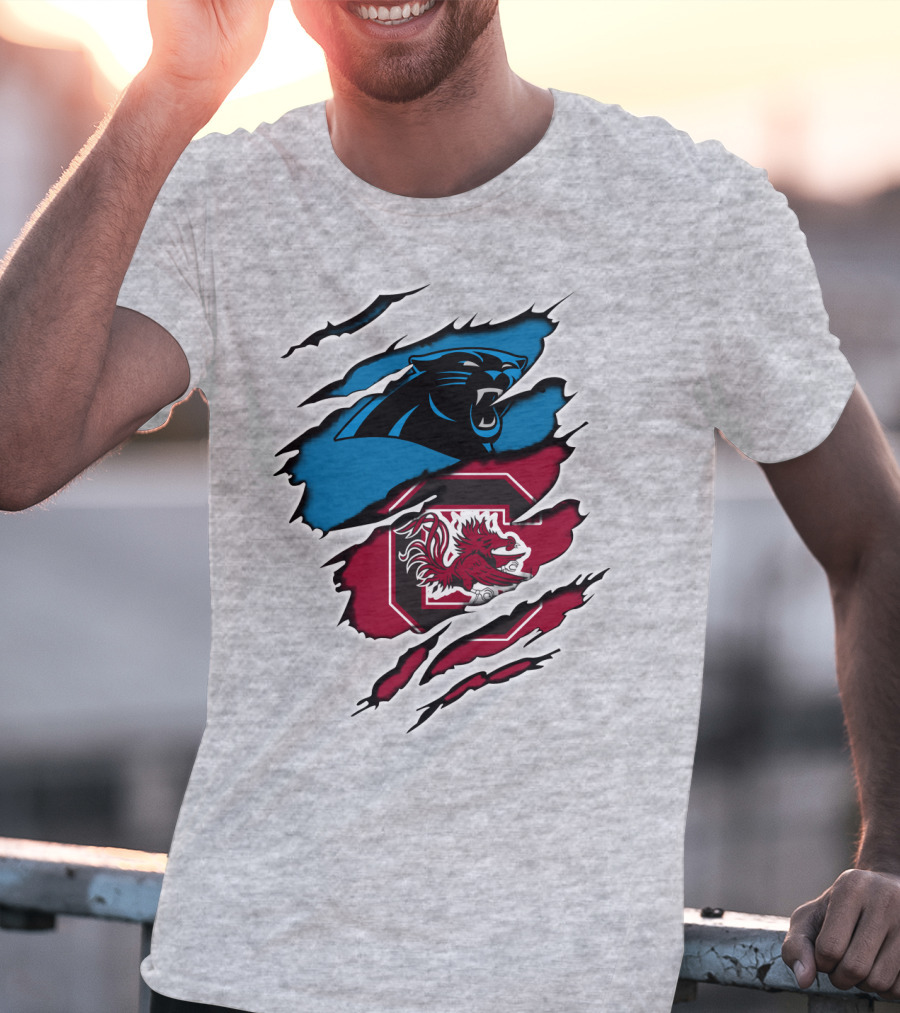 Panthers Gamecocks Clawmarks Logo Fusion T-Shirt