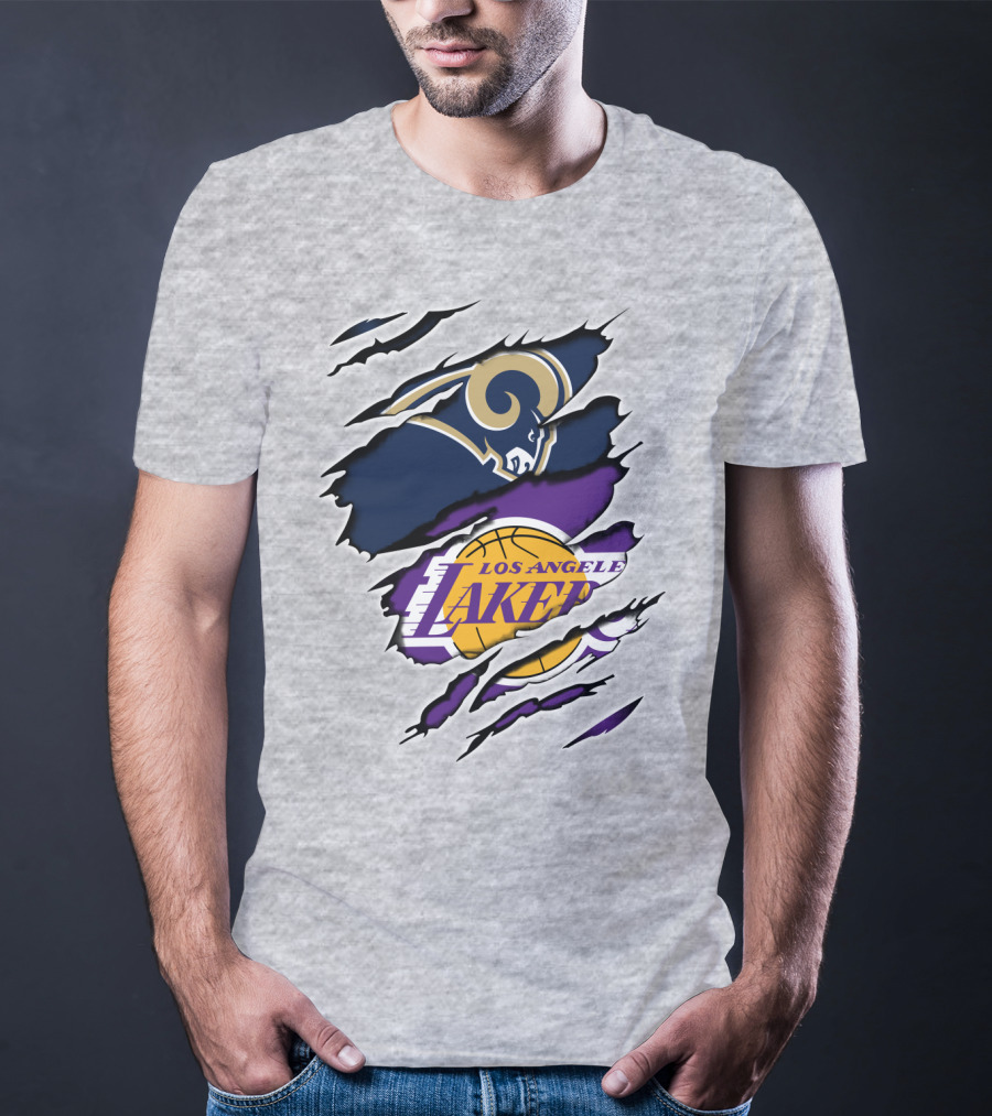Los Angeles Rams Lakers Dual Logo Collaboration T-Shirt