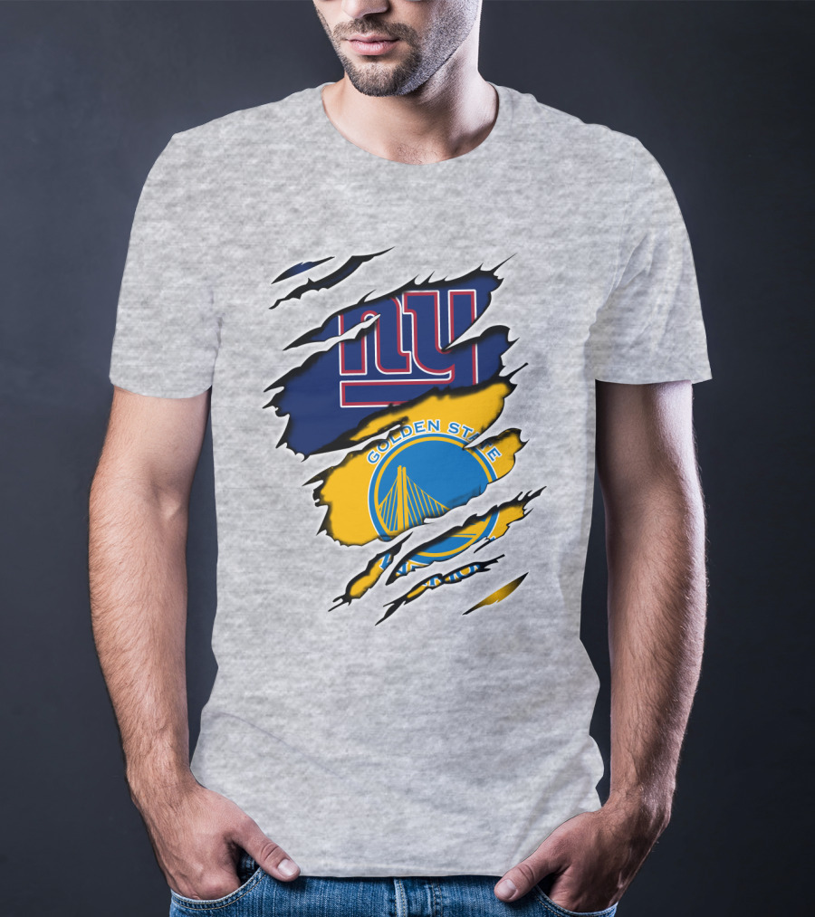New York Giants Golden State Warriors Ripped Dual Team Representation T-Shirt