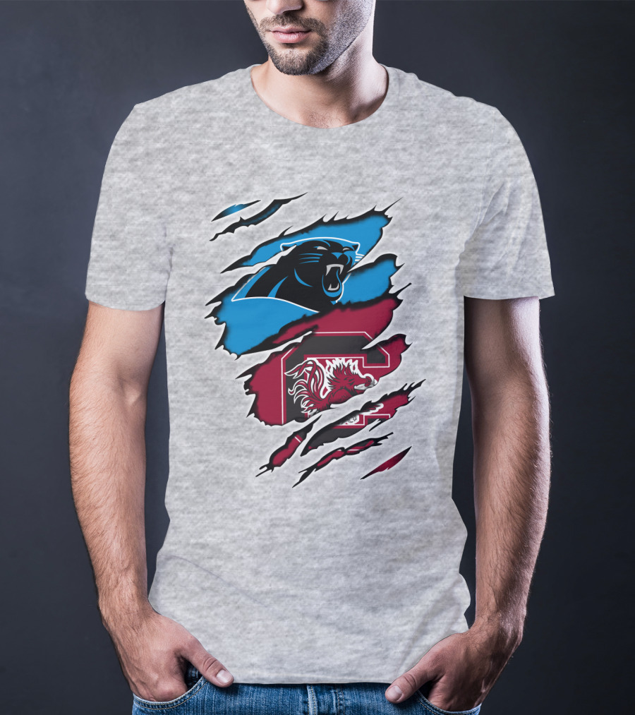 Panthers Gamecocks Team Spirit Claw Marks Logo Fusion T-Shirt