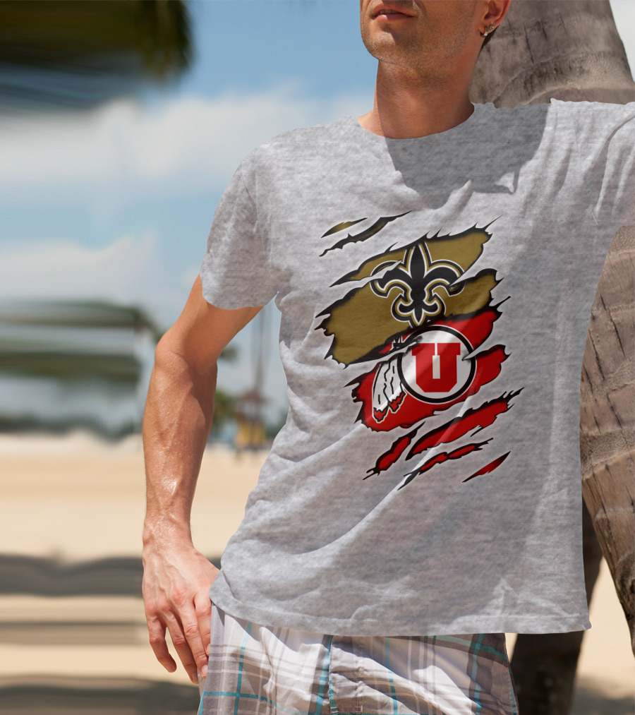 New Orleans Saints Utah Utes Torn Claw T-Shirt