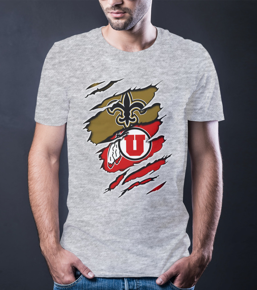 New Orleans Saints Utah Utes Torn Claw T-Shirt