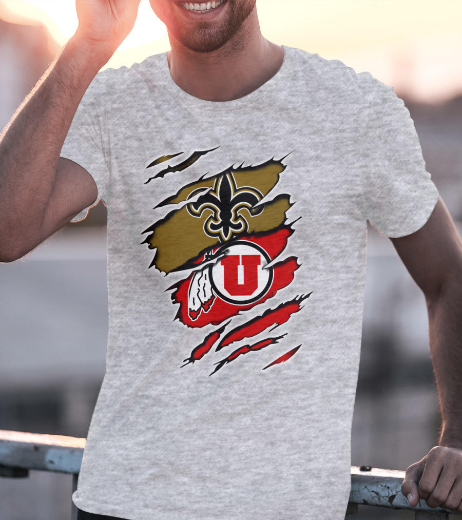 New Orleans Saints Utah Utes Torn Claw T-Shirt