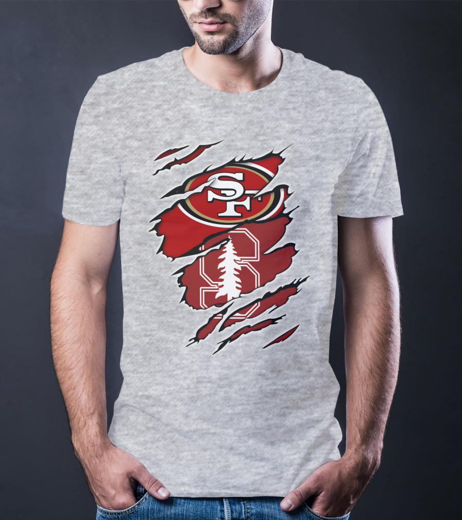 SF 49ers Stanford Cardinal Tree Logo Football T-Shirt